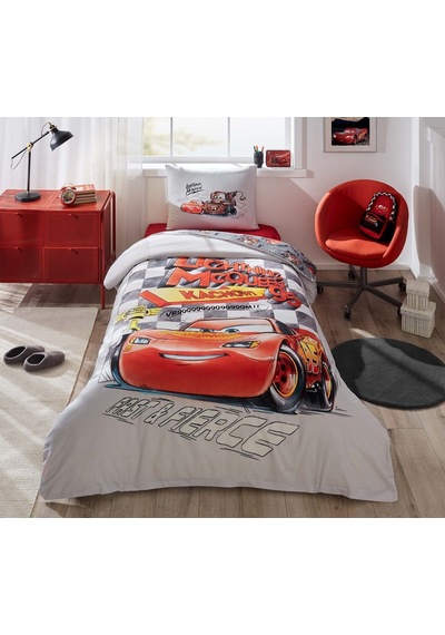 Cars Fast Disney Lisanslı Tek Kişilik Lastikli Çarşaf Çocuk Nevresim Takımı Gri
