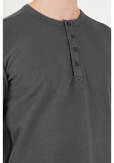 Buratti Pamuklu Regular Fit Düğmeli Bisiklet Yaka Sweat Erkek Sweat 5905852 Antrasit