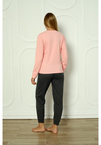 Wordex Fawn 04-3011 İnterlok Kumaş Love Baskılı Kışlık Ev Kadın Pijama Takımı Soft Pembe Wordex Fawn 04-3011 İnterlok Kumaş Love Baskılı Kışlık Ev Kadın Pijama Takımı Soft Pembe