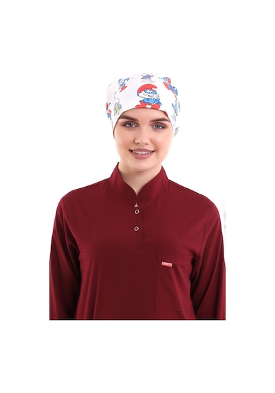 Şirinler Desenli Tesettür Cerrahi Bone​​​​​​​ - Tesettür Doktor H-11007 Şirinler-Standart