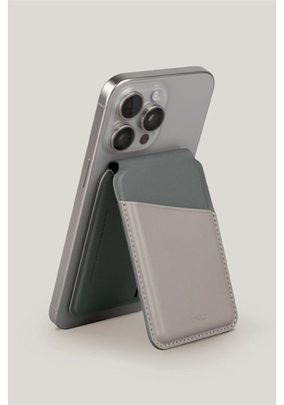 Telefon Modelleri İle Uyumlu Kartlık Lyden Ds Serisi Vegan Deri Stand Olma Özelliği Rfıd Koruma Grey