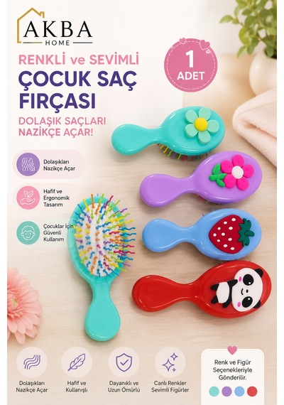 Figürlü Çocuk Saç Fırçası Dolaşık Açıcı Tarak