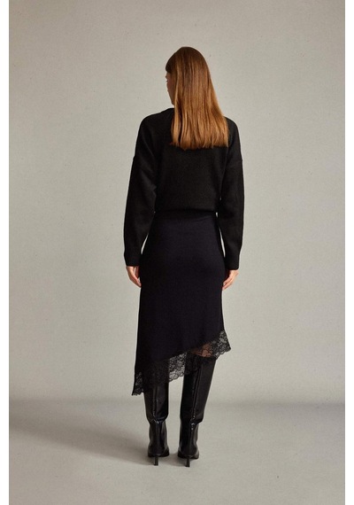 Defacto Slim Fit Dar Kesim Normal Bel Midi Etek G6622ax25wnbk81 Siyah-bk81