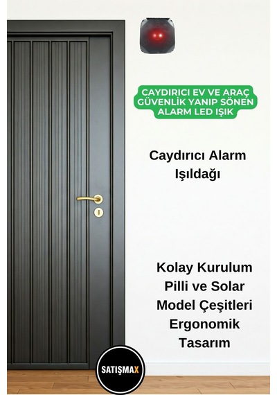 Caydırıcı Ev Ve Araç Güvenlik Yanıp Sönen Alarm Led Işık Solar