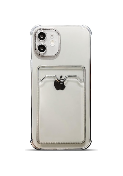 Teknomoda Apple Uyumlu iPhone 11 Kılıf Kartlıklı Anti Şok Korumalı Şeffaf Silikon Füme Koyu Şeffaf Acık Siyah Füme