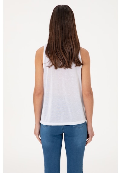 U.S. Polo Assn. Kadın Beyaz Kolsuz Bisiklet Yaka Tişört 50305609-VR013