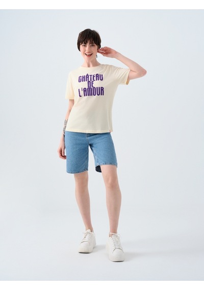 Regular Fit Kadın Tshirt K.kol Bej