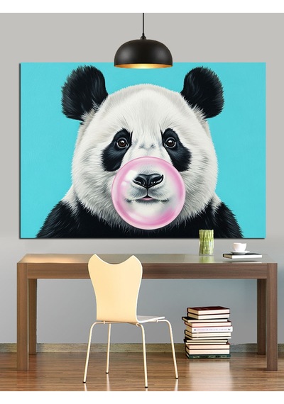 Panda Ayı Sevimli Hayvan Dekoratif Kanvas - Mdf Ahşap Tablo