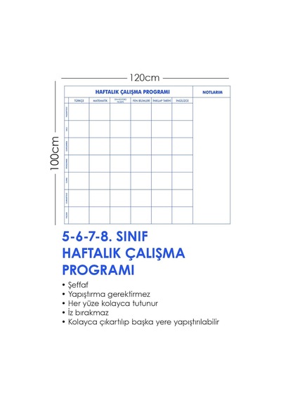 Haftalık Ders Çalışma Programı Akıllı Kağıt Tahta Yazı Tahtası 12