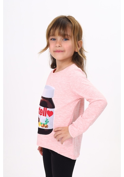 Toontoy Kids Toontoy Kız Çocuk Nutella Baskılı T-shirt Pembe Melanj