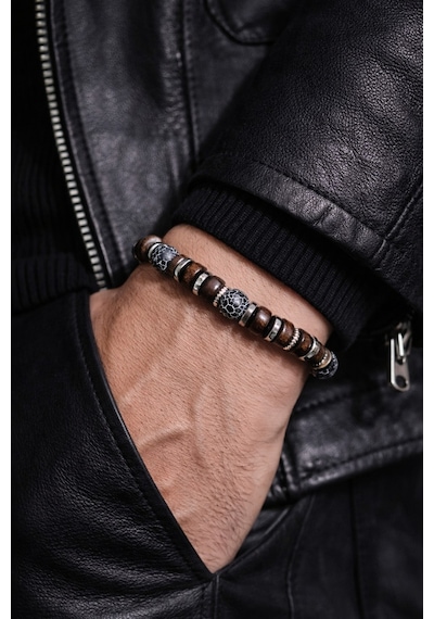 Alnis Atelier Akik ve Hematit Doğal Taş Erkek Bileklik - 8 mm, Elastik
