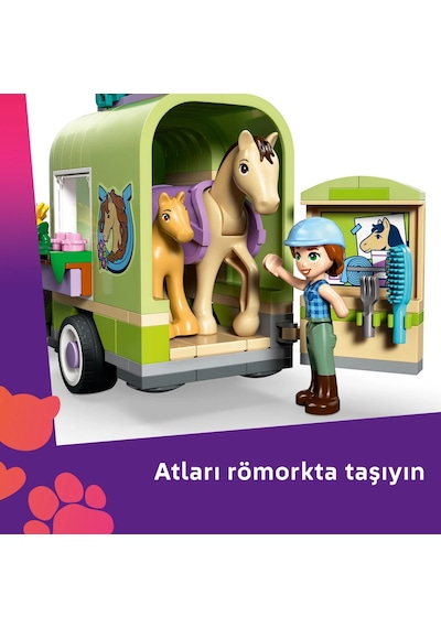 LEGO®  Friends At ve Tay Römorku Oyuncağı 42695-7 Yaş ve Üzeri Çocuklar için Minifigür İçeren Yaratıcı Oyuncak Yapım Seti(279Parça)