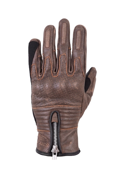 The Biker Jeans Retro Brown Korumalı Motosiklet Deri Eldiveni