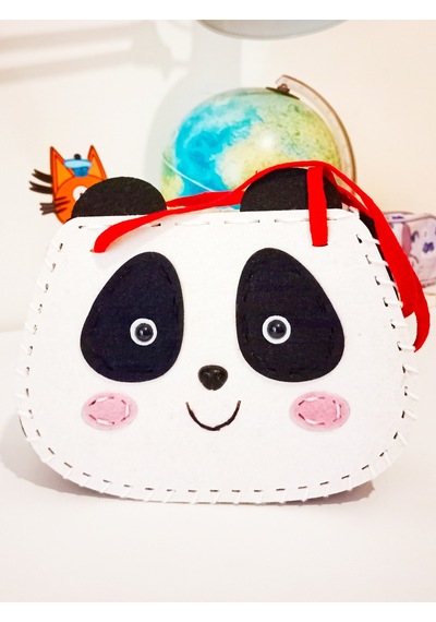 Sevimli Panda Çocuk Çantası Keçe Dikiş Seti - Eğitici Geliştirici Montessori Aktivite