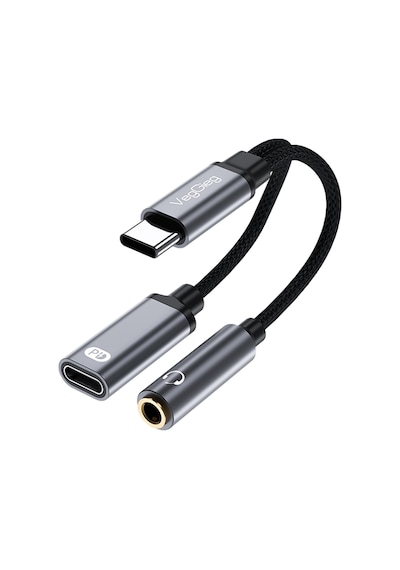 Veggieg Type-c To 3.5mm Kulaklık Ve Type-c Şarj Dönüştürücü Adaptör