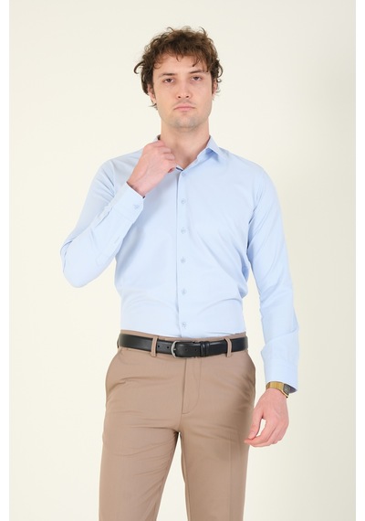 Giyim Dünyası Erkek Slim Fit Gömlek Mavi 001