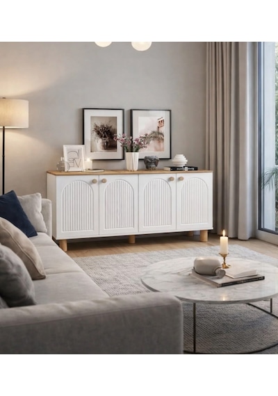 Pema Home %100 Mdf Membran Kaplama Bohem Peri Konsol Beyaz - Ceviz