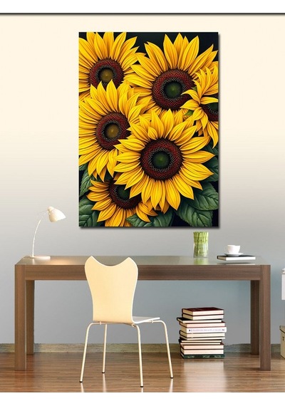 Kanvas Tablo Parlayan Günebakan Demeti 50cmx70cm