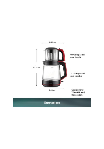 Infinity Xl 1764h Cam Çay Makinesi Siyah Kırmızı Genel
