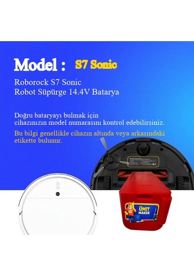 Roborock S7 Sonic Robot Süpürge 6400 Mah 14.4v Batarya