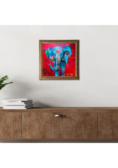 Pinecone Fil Taş Duvar Tablosu - Ahşap Çerçeveli Taş Tablo - 25x25 Cm - Dekoratif Duvar Sanatı - Modern Ev Ve Ofis Duvar Dekoru W1-214