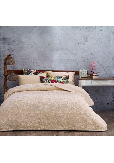 Evlen Home 3 Kg Embos Baskılı Pamela Kalın Çift Kişilik Battaniye 230x240 Cm Cappuccino Cappuccino