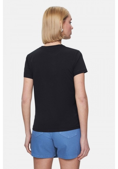 Isolde Siyah Bisiklet Yaka Baskılı Standard Fit Kadın Tshirt Siyah