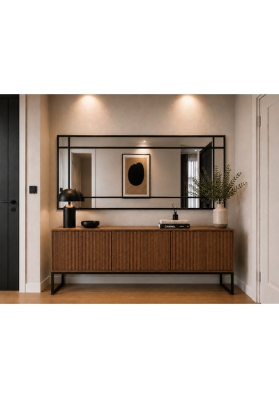 Effe Siyah Metal Çerçeveli 180x80 Cm Dekoratif Ayna 180x80siyah-b-dekor