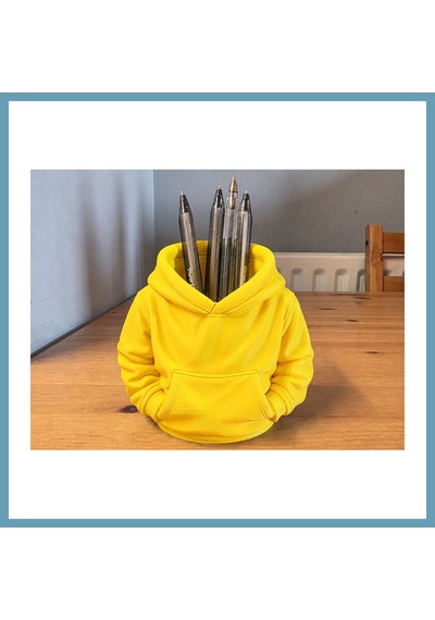 Bezos 3d Baskı Kapüşonlu Sweatshirt Kalemlik - Masaüstü Organizer-sarı Mbt06