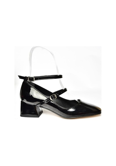 Fox Shoes R654037208 Siyah Rugan Kalın Topuklu Kadın Ayakkabı Siyah