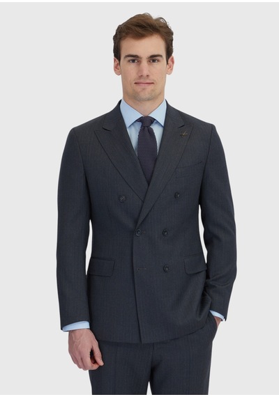 Ramsey Antrasit Çizgili Zeroweight Slim Fit %100 Yün Takım Elbise