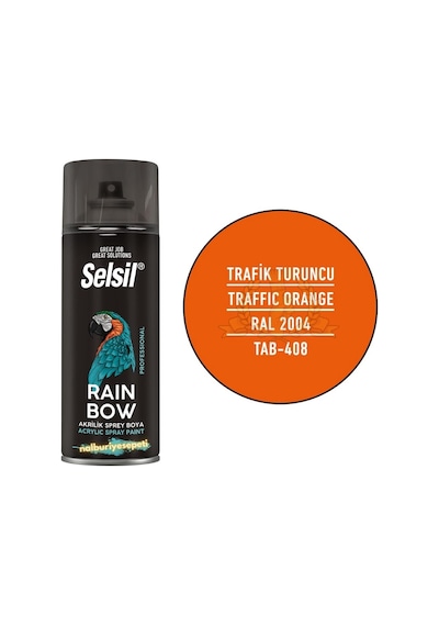 Selsil Rainbow Akrilik Sprey Boya Trafik Turuncu 400 Ml - Ral2004