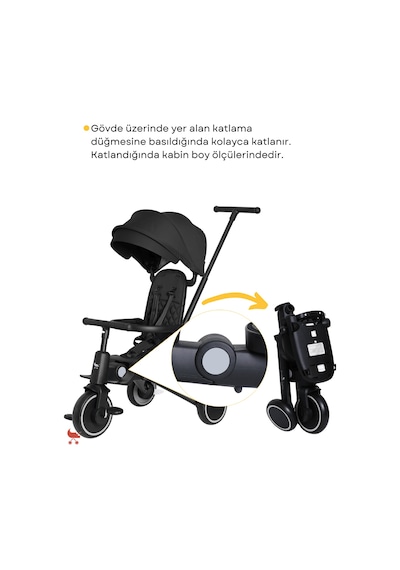 Merkür Bebe Hawk Üç Tekerlekli Bebek Ve Çocuk Bisikleti Siyah Siyah