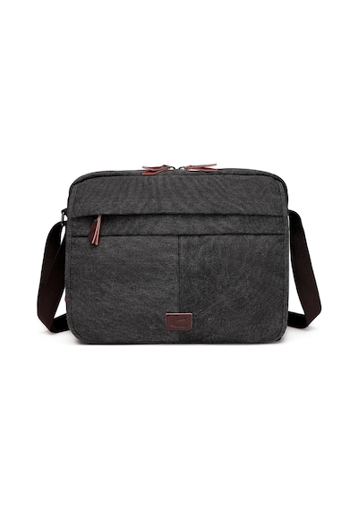 Hüvendo Cactive Kanvas Su Geçirmez Kumaş Uzun Askılı Laptop Bölmeli Unisex Postacı Çantası Siyah Siyah