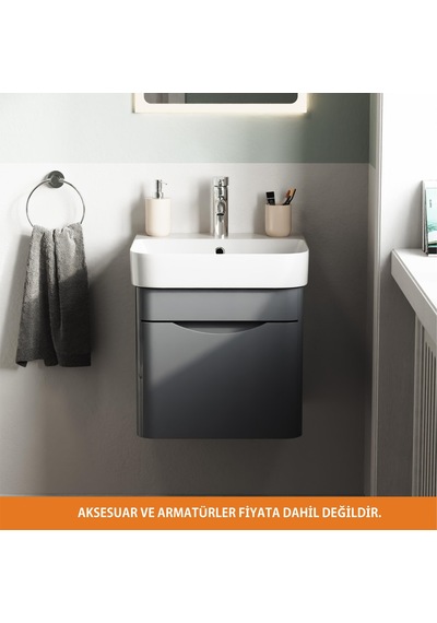 Aqua Bagno Piccolo 2.0 Alt Dolap 57 Cm. Antrasit Gri Parlak-lavabo Dahil Antrasit Aqua Bagno Piccolo 2.0 Alt Dolap 57 Cm. Antrasit Gri Parlak-lavabo Dahil Antrasit