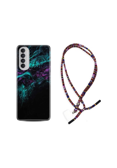 Oppo Reno 4 Pro Kılıf Rasta Boyun Askılı Abstract Green 1302