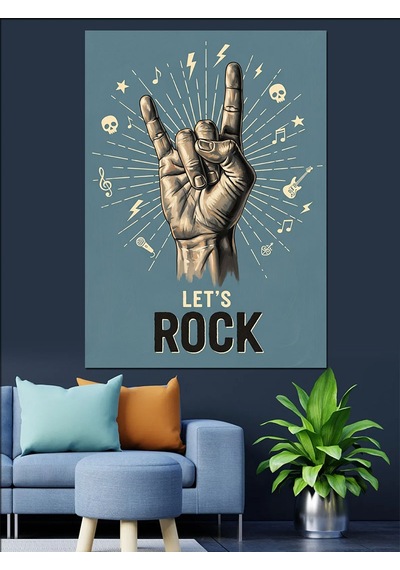 Ahşap Tablo Rock İşareti El Sembolü