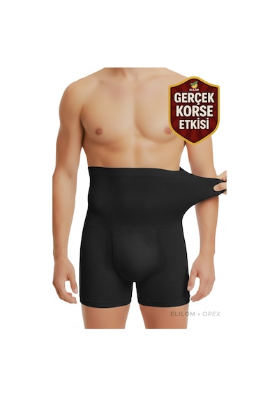 Elilom Korse Boxer Yüksek Bel Korseli Erkek İç Giyim Siyah