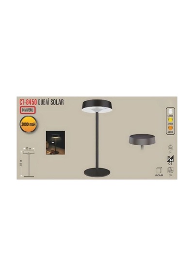 Ct-8450 Dubai Solar Şarjlı Masa Lambası Çok Renkli