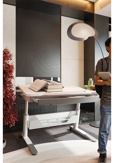 Sirius Standart Yükseklik Ve Eğim Ayarlı Çekmeceli Bilgisayar, Ofis Ve Çalışma Masası Beyaz Gri Gri Sirius Standart Yükseklik Ve Eğim Ayarlı Çekmeceli Bilgisayar, Ofis Ve Çalışma Masası Beyaz Gri Gri