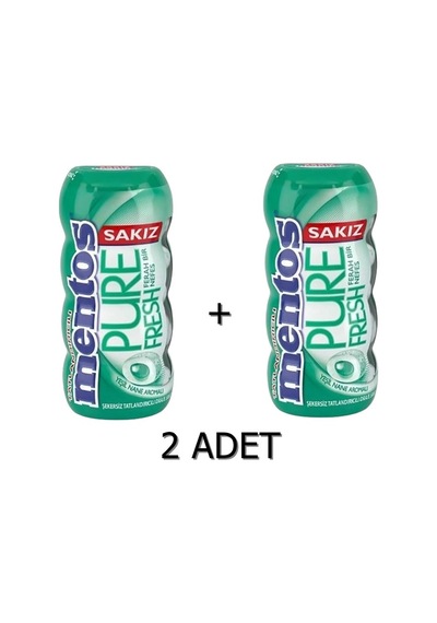 Mentos Pure Fresh Yeşil Nane Aromalı Sakız Şekersiz Tatlandırıcılı 2 x 30 G