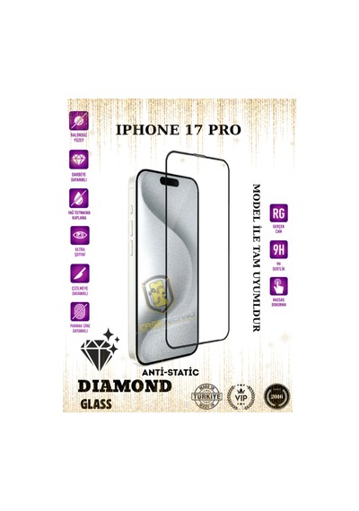 İphone 17 Pro Uyumlu Anti-static Esd 9h Diamond Glass Ekran Koruyucu Temperli Cam