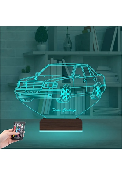 Luvivia Mercedes Araba E Seri Kişiye Özel 3d Lamba - Masa Gece Lambası Şeffaf