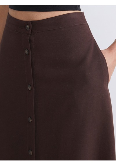 Lcwaıkıkı Classic Kahverengi Loose Fit A Kesim Müslin Etek