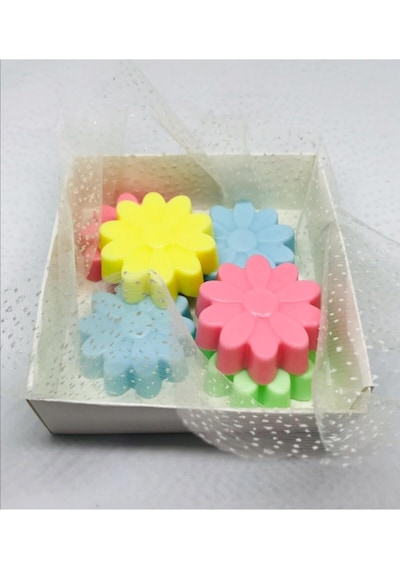 Sabun - Kokulu Süs Sabunu - Papatya 6 Adet Rengarenk-4cm 1cm Beyaz sabun