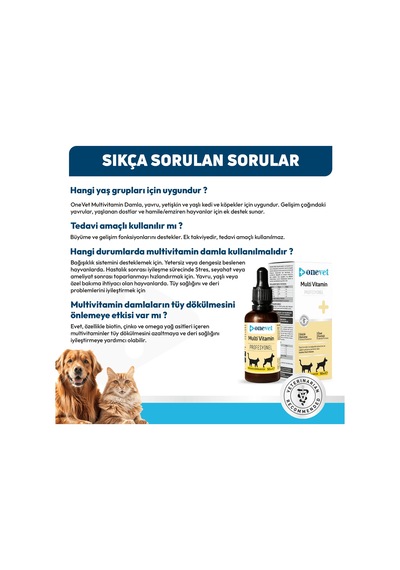 Onevet Multi Vitamin Kedi Ve Köpekler İçin Gelişim Ve Damla 50 Ml
