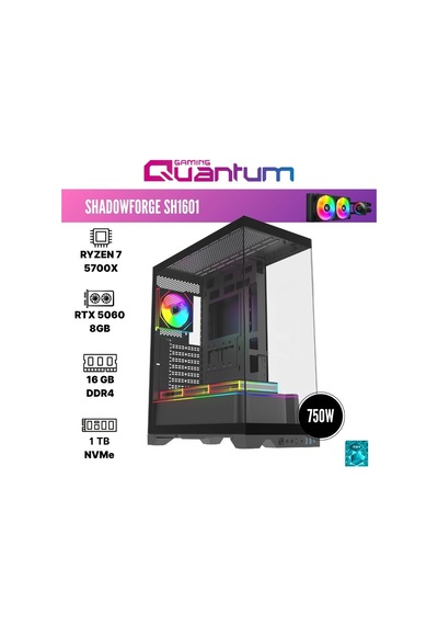 Quantum Gaming Shadowforge SH1601 R7=5700X 16 GB 1 TB 8 GB RTX5060 Free Dos Masaüstü Oyuncu Bilgisayarı