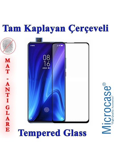 Microcase Xiaomi Mi 9T Tam Kaplayan Çerçeveli Cam - Mat Siyah
