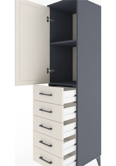 Hyperion Dolap 2 Raflı 5 Çekmeceli Tek Kapaklı 44x44x182 Antr... Antrasit