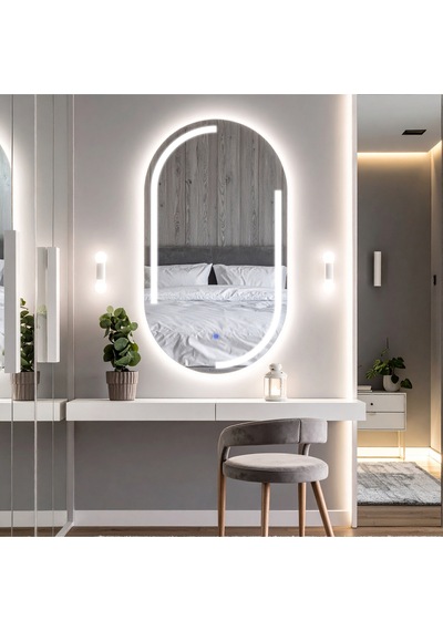 Lunare Beyaz Led'li Lazer Kumlamalı Lavabo & Banyo Aynası Dokunmatik Sensörlü 90 X 50